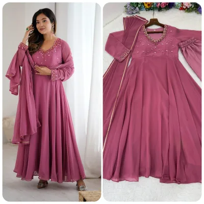 New Party Wear Look Fox Gerorrget Gown With Dupatta & pant